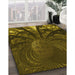 Machine Washable Transitional Dark Yellow Green Rug in a Family Room, wshpat1361yw