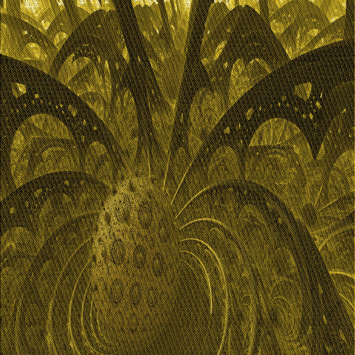 Patterned Dark Yellow Green Rug, pat1361yw