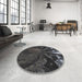 Round Patterned Mid Gray Novelty Rug in a Office, pat1361