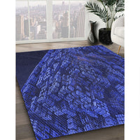 Patterned Denim Dark Blue Rug, pat1362blu