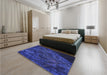 Patterned Denim Dark Blue Rug in a Bedroom, pat1362blu