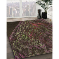 Patterned Red Rug, pat1362brn