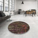 Round Patterned Red Rug in a Office, pat1362brn