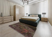 Patterned Red Rug in a Bedroom, pat1362brn