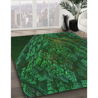 Patterned Dark Forest Green Rug, pat1362grn