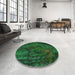 Round Patterned Dark Forest Green Rug in a Office, pat1362grn