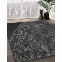 Patterned Charcoal Black Rug, pat1362gry