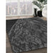 Patterned Charcoal Black Rug in Family Room, pat1362gry