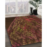 Patterned Mahogany Brown Rug, pat1362org