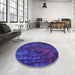 Round Patterned Purple Rug in a Office, pat1362pur