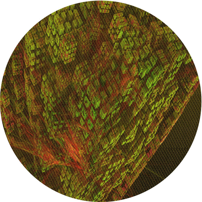 Square Patterned Dark Yellow Green Rug, pat1362yw