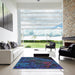 Square Machine Washable Transitional Night Blue Rug in a Living Room, wshpat1362