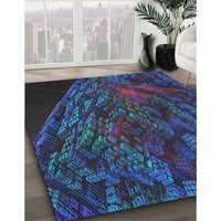 Patterned Blue Modern Rug, pat1362