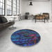 Round Patterned Blue Modern Rug in a Office, pat1362