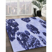 Patterned Dark Slate Blue Purple Rug, pat1363blu