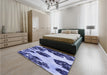 Patterned Dark Slate Blue Purple Rug in a Bedroom, pat1363blu