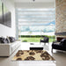 Square Patterned Yellow Rug in a Living Room, pat1363brn