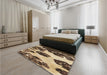 Patterned Yellow Rug in a Bedroom, pat1363brn