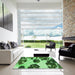 Machine Washable Transitional Deep Emerald Green Rug in a Kitchen, wshpat1363grn