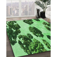 Patterned Deep Emerald Green Rug, pat1363grn