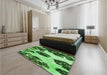 Patterned Deep Emerald Green Rug in a Bedroom, pat1363grn