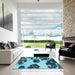 Square Patterned Blue Rug in a Living Room, pat1363lblu