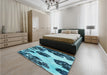 Patterned Blue Rug in a Bedroom, pat1363lblu