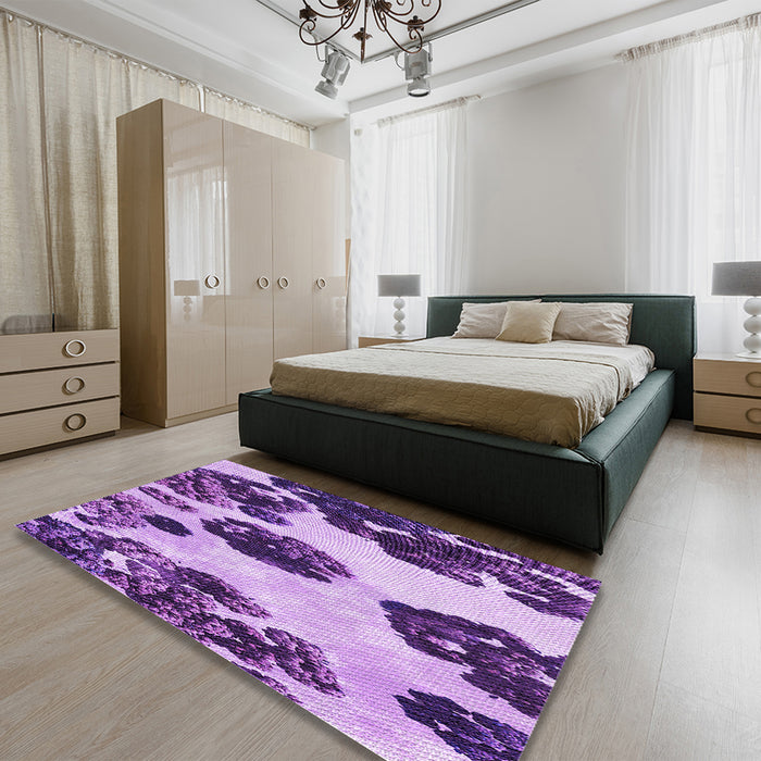 Round Machine Washable Transitional Violet Purple Rug in a Office, wshpat1363pur