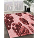 Patterned Pastel Pink Rug in Family Room, pat1363rd