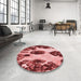 Round Patterned Pastel Pink Rug in a Office, pat1363rd