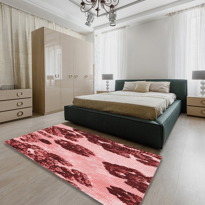 Patterned Pastel Pink Rug in a Bedroom, pat1363rd