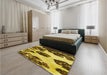 Patterned Bright Gold Yellow Rug in a Bedroom, pat1363yw