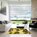 Square Patterned Bright Gold Yellow Rug in a Living Room, pat1363yw