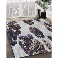 Patterned Platinum Silver Gray Novelty Rug, pat1363