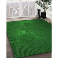 Patterned Deep Emerald Green Rug, pat1364grn