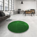 Round Patterned Deep Emerald Green Rug in a Office, pat1364grn