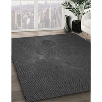 Patterned Charcoal Black Rug, pat1364gry