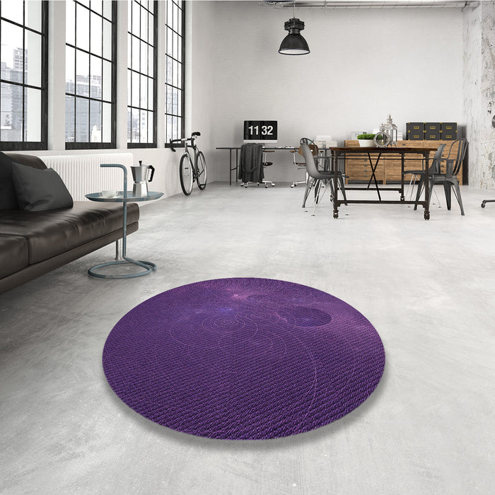 Round Patterned Purple Violet Purple Rug in a Office, pat1364pur