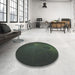 Round Patterned Mid Gray Novelty Rug in a Office, pat1364