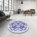 Round Patterned Lavender Blue Rug in a Office, pat1365blu