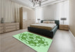 Patterned Green Rug in a Bedroom, pat1365grn