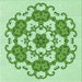 Round Patterned Green Rug, pat1365grn