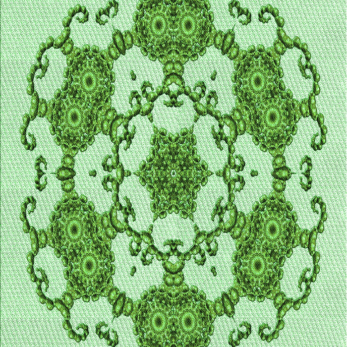 Machine Washable Transitional Green Rug, wshpat1365grn