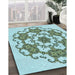 Patterned Sea Green Rug in Family Room, pat1365lblu