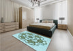 Patterned Sea Green Rug in a Bedroom, pat1365lblu