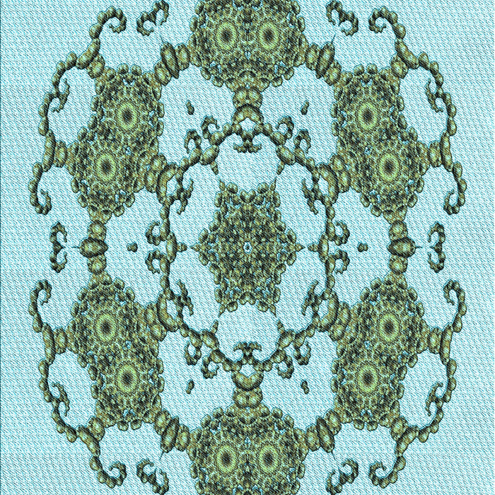 Machine Washable Transitional Green Rug, wshpat1365lblu