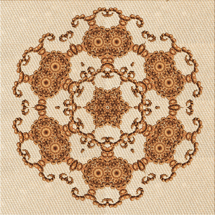 Round Patterned Golden Blonde Gold Rug, pat1365org