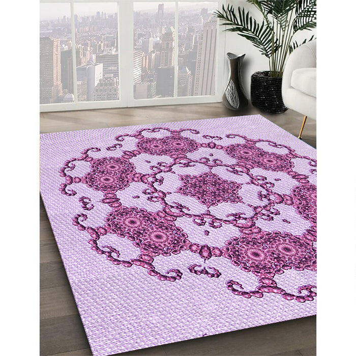 Machine Washable Transitional Medium Orchid Purple Rug in a Family Room, wshpat1365pur