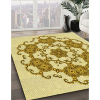 Patterned Dark Golden Brown Rug, pat1365yw