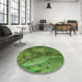 Round Patterned Green Rug in a Office, pat1366grn